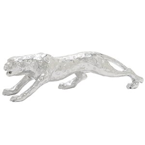 CosmoLiving by Leopard Cosmopolitan Sculpture - Silver Poly Stone - 5-in X 22-in
