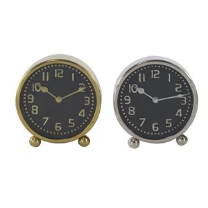 Grayson Lane Analog 7-in x 6-in Set of 2 Round Multiple Colours Tabletop Standard Clock