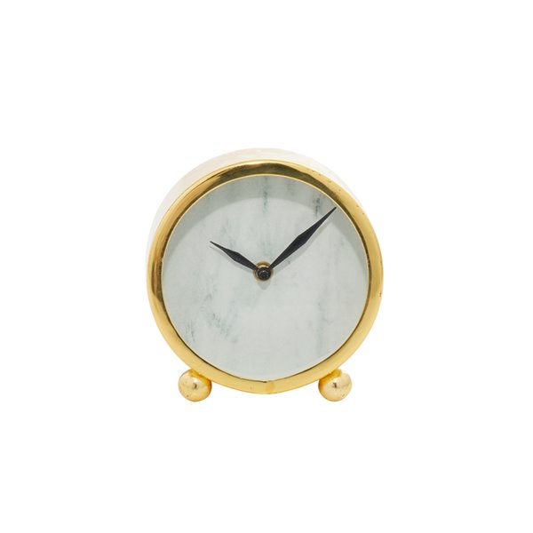 Grayson Lane Analog 5-in x 5-in Gold Round Tabletop Standard Clock