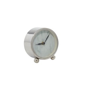 Grayson Lane Analog 4-in x 4-in Silver Round Tabletop Standard Clock