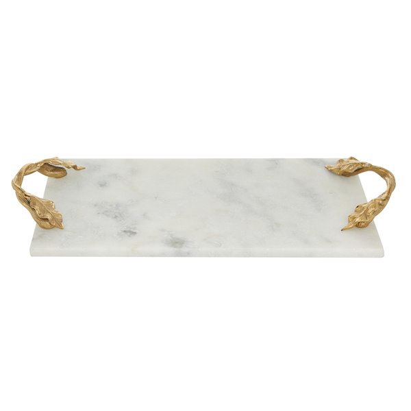 Grayson Lane Natural Serving Tray - White Marble - 2-in X 21-in X 10-in