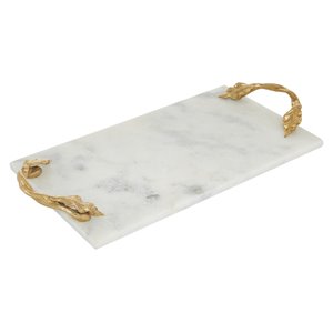 Grayson Lane Natural Serving Tray - White Marble - 2-in X 21-in X 10-in