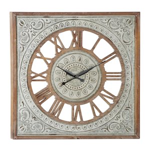 Grayson Lane Analog 36-in x 36-in Brown Square Wall Standard Clock