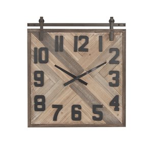 Grayson Lane Analog 27-in x 24-in Brown Square Wall Standard Clock