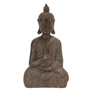 Grayson Lane Buddha Bohemian Sculpture - Brown Poly Stone - 21-in X 11-in