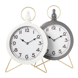 Grayson Lane Analog 16-in x 10-in Set of 2 Multiple Colours Round Tabletop Standard Clock