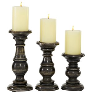 Grayson Lane 3-Candle Wood Pillar Holder - 6-in, 8-in, 10-in