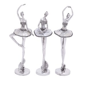 Grayson Lane Set of 3 18-in , 18-in , 16-in Silver Modern Dancer Sculpture - Poly Stone