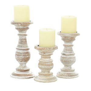 Grayson Lane 3-Candle Wood Pillar Holder (6-in, 8-in, 10-in)