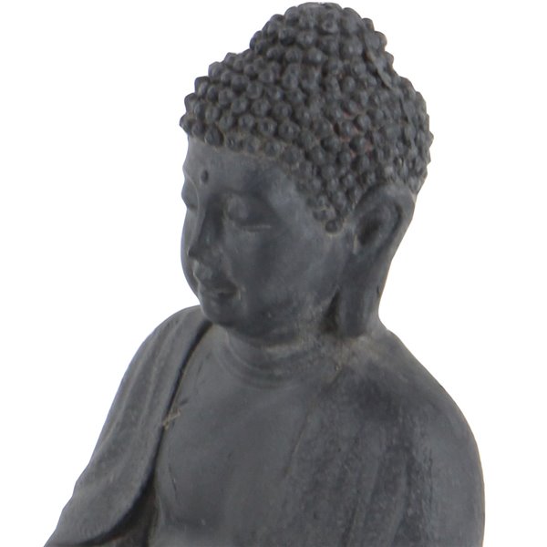 CosmoLiving by Cosmopolitan Bohemian Sculpture- Grey Ceramic Buddha  - 12-in X 8-in