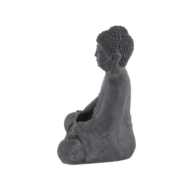 CosmoLiving by Cosmopolitan Bohemian Sculpture- Grey Ceramic Buddha  - 12-in X 8-in