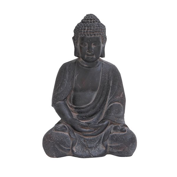 CosmoLiving by Cosmopolitan Bohemian Sculpture- Grey Ceramic Buddha  - 12-in X 8-in