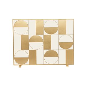Grayson Lane Contemporary Fireplace Screen - Gold Metal - 32-in X 40-in