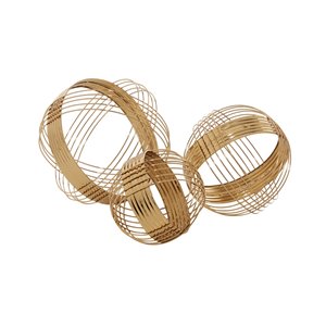 CosmoLiving by Cosmopolitan Set of 3 8-in , 7-in , 6-in Sculpture - Gold - Metal