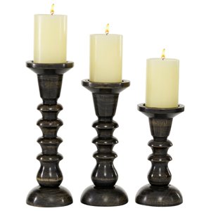 Grayson Lane 3-Candle Wood Pillar Holder - 8-in, 10-in, 12-in