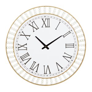 Grayson Lane Analog 24-in x 24-in White Round Contemporary Wall Standard Clock