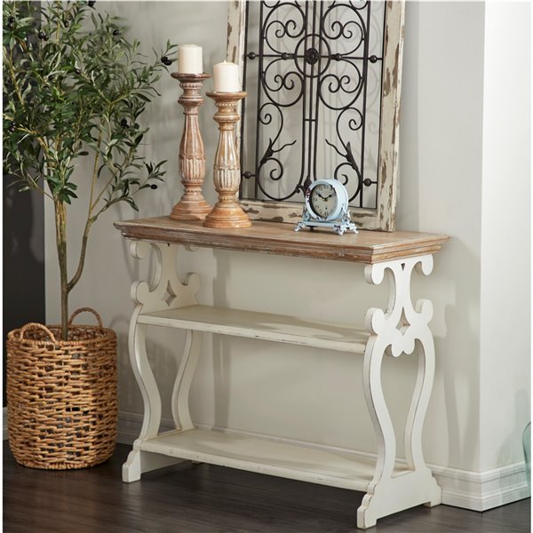 Grayson Lane 32-in x 38-in Wood Farmhouse Console Table