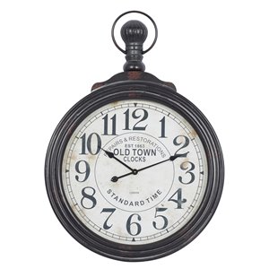 Grayson Lane Analog 39-in x 28-in Brown Round Wall Standard Clock