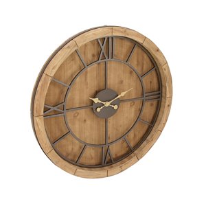 Grayson Lane Analog 40-in x 40-in Brown Round Wall Standard Clock