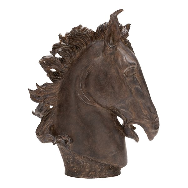 Grayson Lane Traditional Sculpture - Brown Poly Stone Horse - 25-in X ...