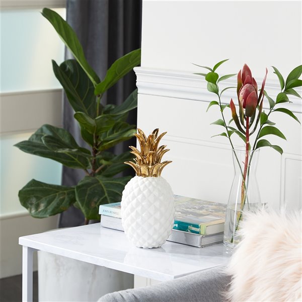 Grayson Lane 10-in x 4-in Modern Decorative Pineapple White Porcelain