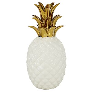 Grayson Lane 10-in x 4-in Modern Decorative Pineapple White Porcelain