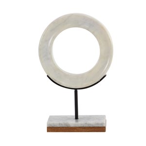 Grayson Lane 14-in x 9-in Sculpture White Marble Geometric