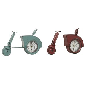 Grayson Lane Red and Grey Analogue Tabletop Standard Clock - Set of 2