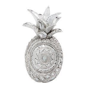 Grayson Lane 12-in x 6-in Glam Silver Polystone Pineapple Sculpture