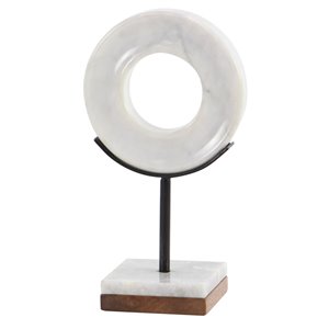 Grayson Lane 11-in x 6-in Sculpture White Marble Round