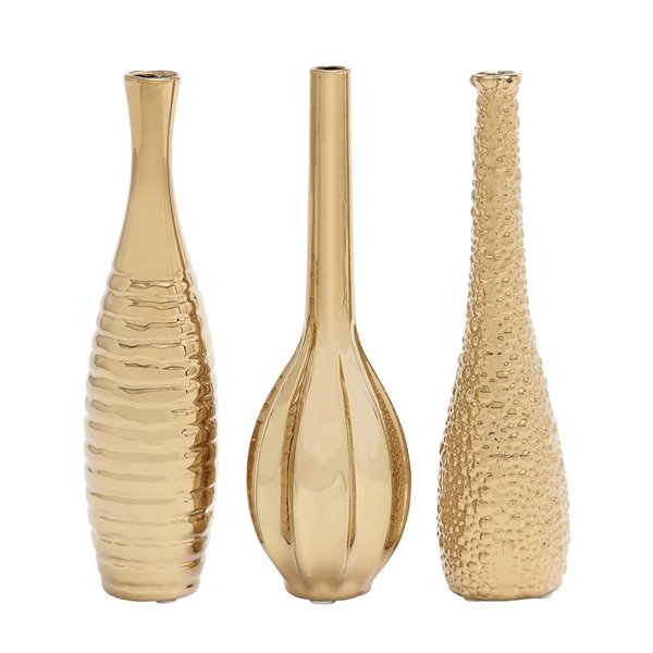 Grayson Lane Glam Vase Gold Stoneware - Set of 3