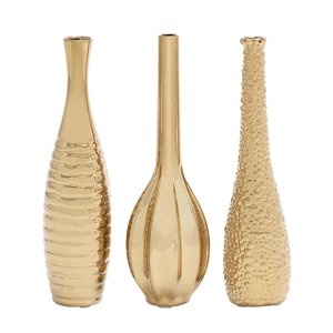 Grayson Lane Glam Vase Gold Stoneware - Set of 3