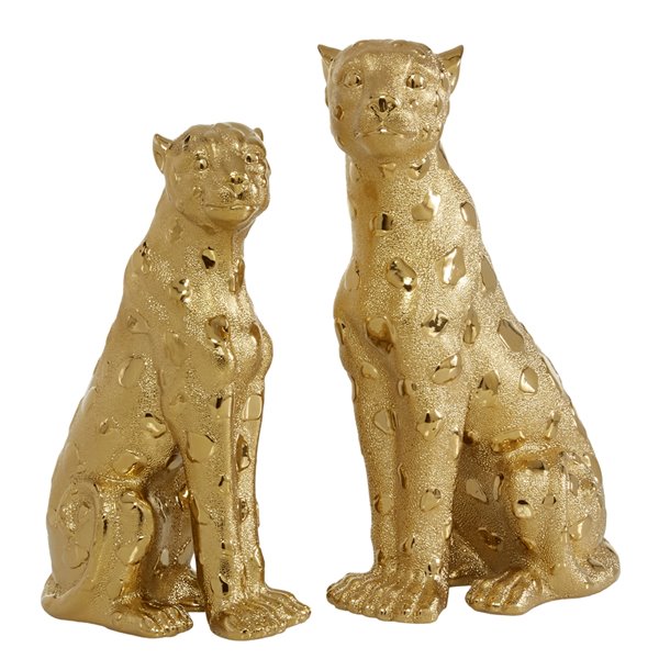 Grayson Lane Gold Glam Leopard Sculpture Porcelain - Set of 2 367292