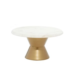 Grayson Lane 7-in x 12-in Contemporary Gold Marble Cake Stand