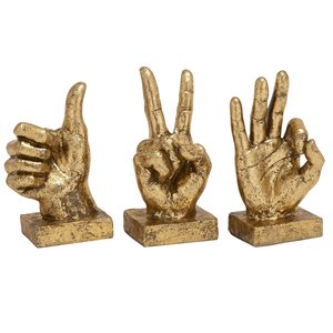 Grayson Lane Gold Traditional Hand Sculpture Polystone - Set of 3