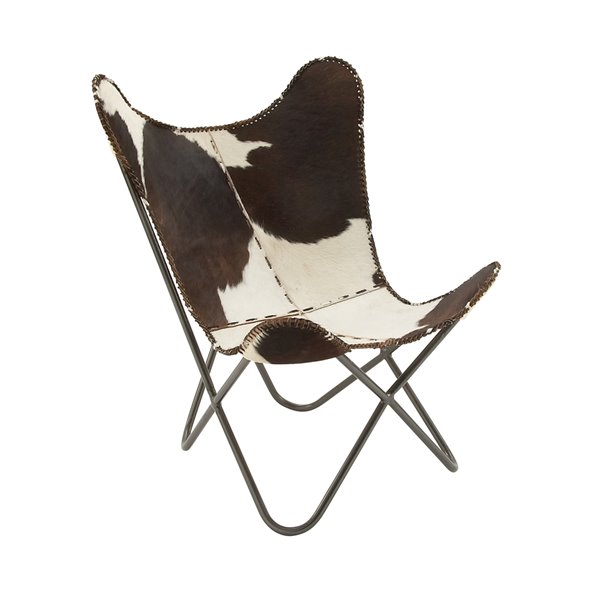 Grayson Lane Rustic Dark Brown and Cream Butterfly Chair