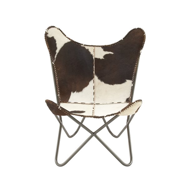 Grayson Lane Rustic Dark Brown and Cream Butterfly Chair