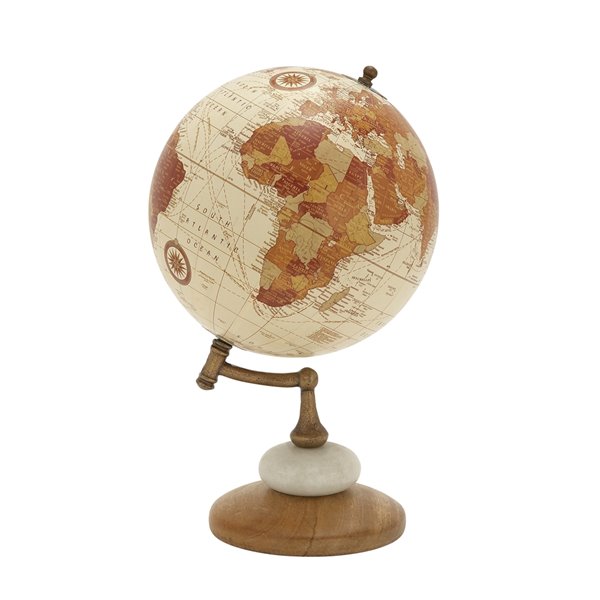 Grayson Lane 13-in x 8-in Contemporary Globe Cream Mango Wood and Marble