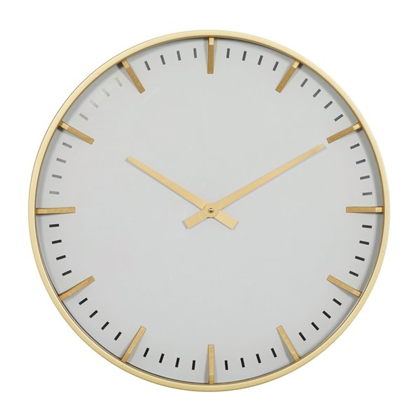 CosmoLiving by Cosmopolitan Cream White Analogue Round Wall Standard Clock