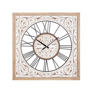 Grayson Lane White and Beige Analogue Square Wall Standard Clock