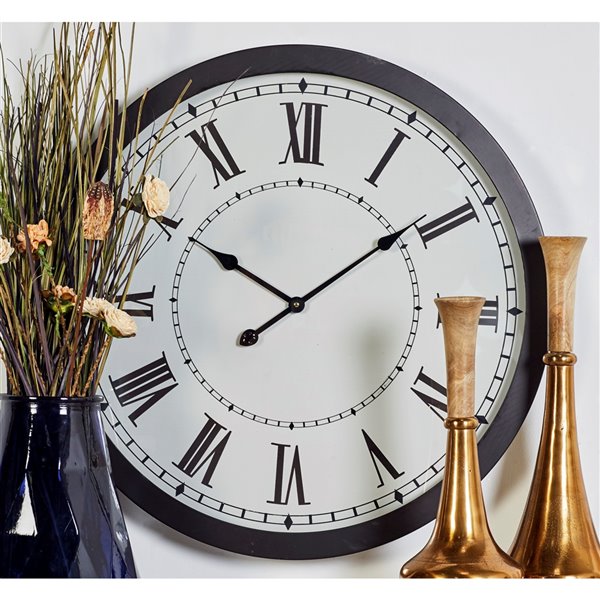 Grayson Lane Black and White Analogue Round Wall Standard Clock
