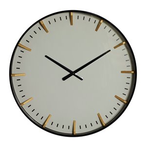 CosmoLiving by Cosmopolitan White and Black Analogue Round Wall Standard Clock