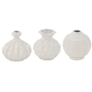 Grayson Lane 6-in x 6-in Modern Vase in White Stoneware - Set of 3
