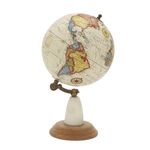 Grayson Lane 14-in x 8-in Contemporary Globe Mango Wood and Marble