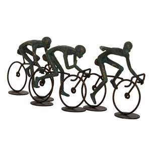 Grayson Lane 8-in x 20-in Sculpture Bronze Polystone Cyclists