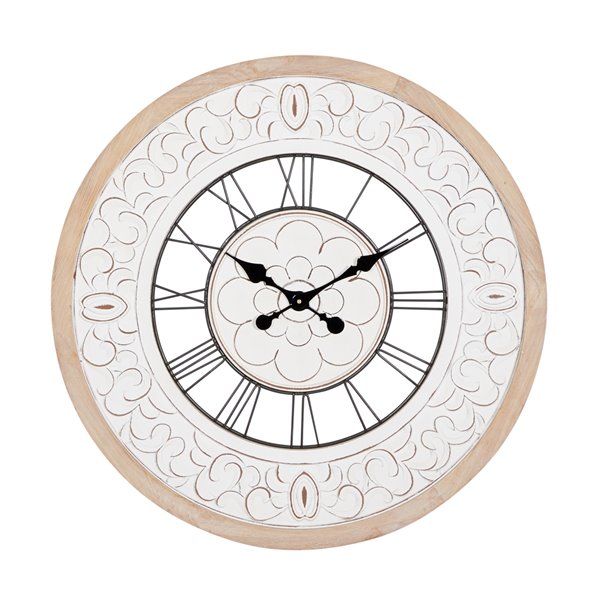 Grayson Lane Off-White Analogue Round Wall Standard Clock