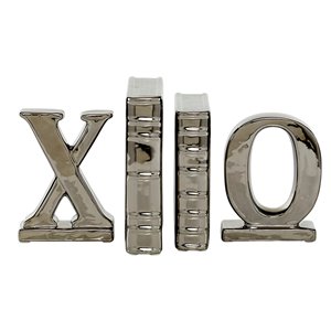 Grayson Lane Silver Glam A Z Sculpture Porcelain - Set of 4