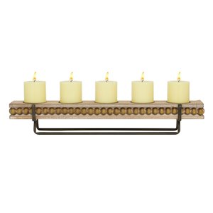 Grayson Lane 5 Candle Brown Wood Pillar Candle Holder