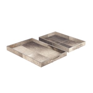Grayson Lane Traditional Tray Grey Wood - Set of 2