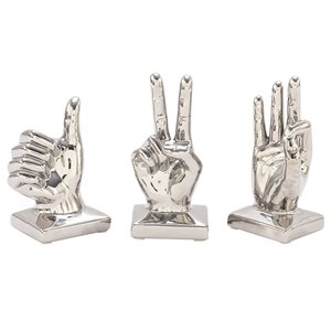 Grayson Lane Silver Traditional Hand Sculpture Porcelain - Set of 3